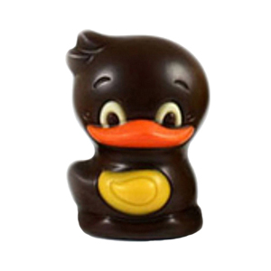 Gedecoreerd design eendje 10 cm hoog pure chocolade