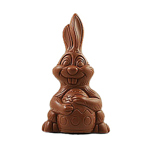 Paashaas met paasei  chocolade Callebaut